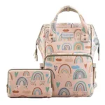 POLKA TOTS Premium Baby Diaper Bags with 17+ Pockets with Pouch for Mothers | Maternity Waterproof Bags for Travel (Free Changing Mat & 2 Stroller Hooks, Rainbow, Large)